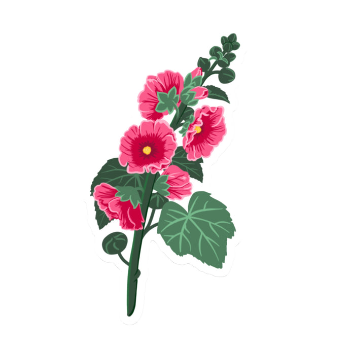 Pink Hollyhock Die Cut Sticker (5