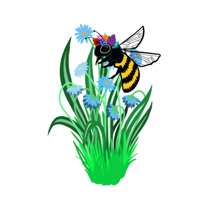 Bee with Flowers Die Cut Sticker (5