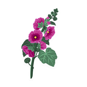 Plum Hollyhock Die Cut Sticker (5")