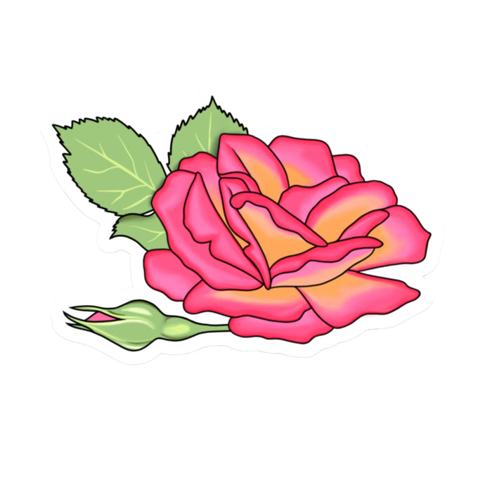 Pink Rose Die Cut Sticker (4