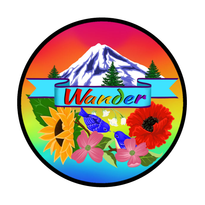 Floral WANDER Circle Sticker (5