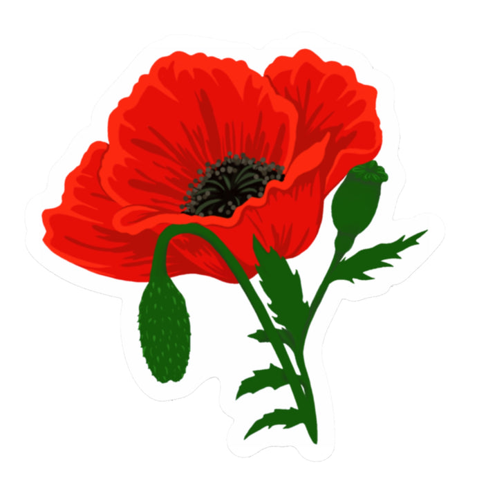 Red Poppy Die Cut Sticker (4