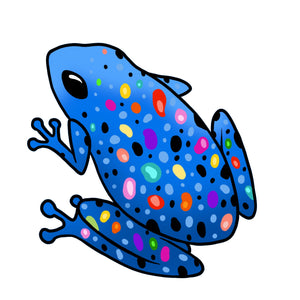 Frog Die Cut Sticker (4", Blue)