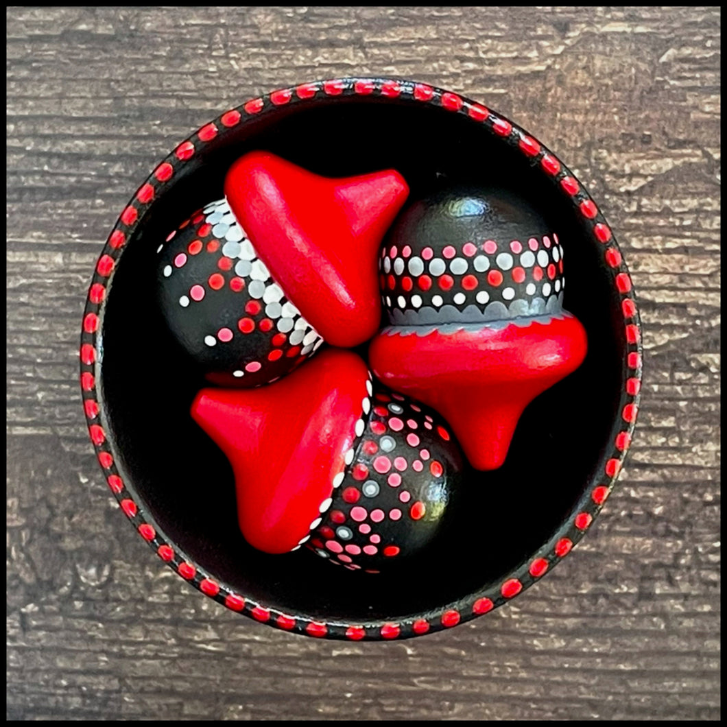 Decorative Bowl with Painted Acorns (Red/Black I)