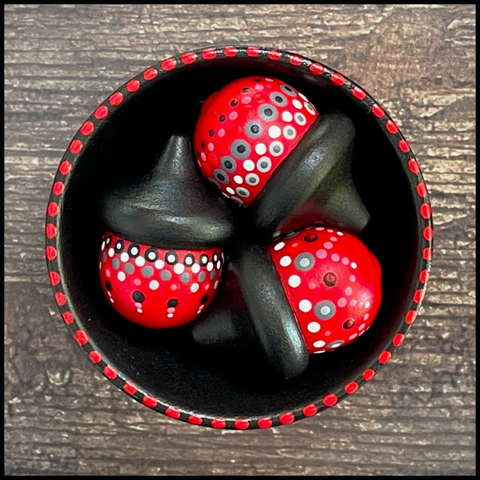 Decorative Bowl with Painted Acorns (Red/Black II)