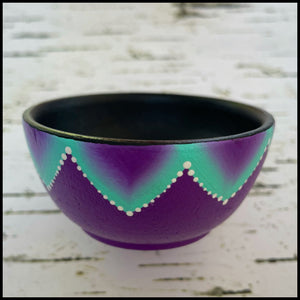 Decorative Bowl with Painted Acorns (Purple/Teal)