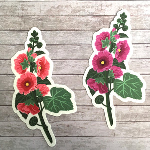 Plum Hollyhock Die Cut Sticker (5")