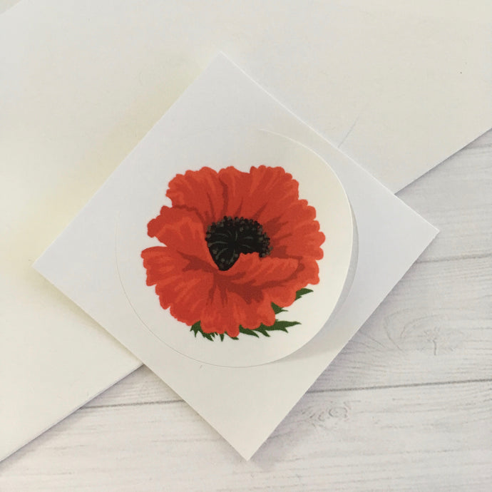 Red Poppy Circle Sticker (1.5