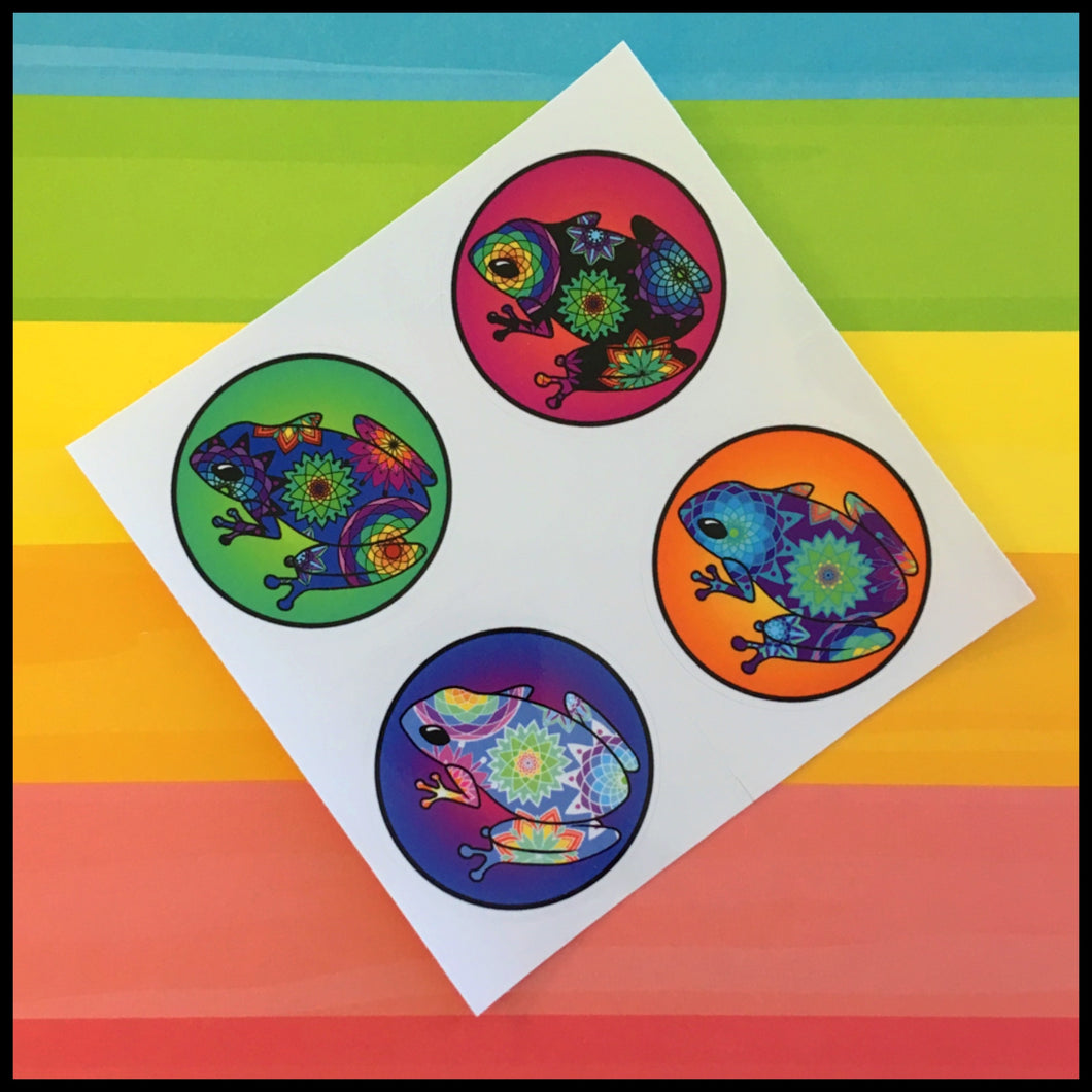 Mandala Frog Circle Stickers (1.5