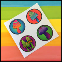 Mandala Mushroom Circle Stickers (1.5")