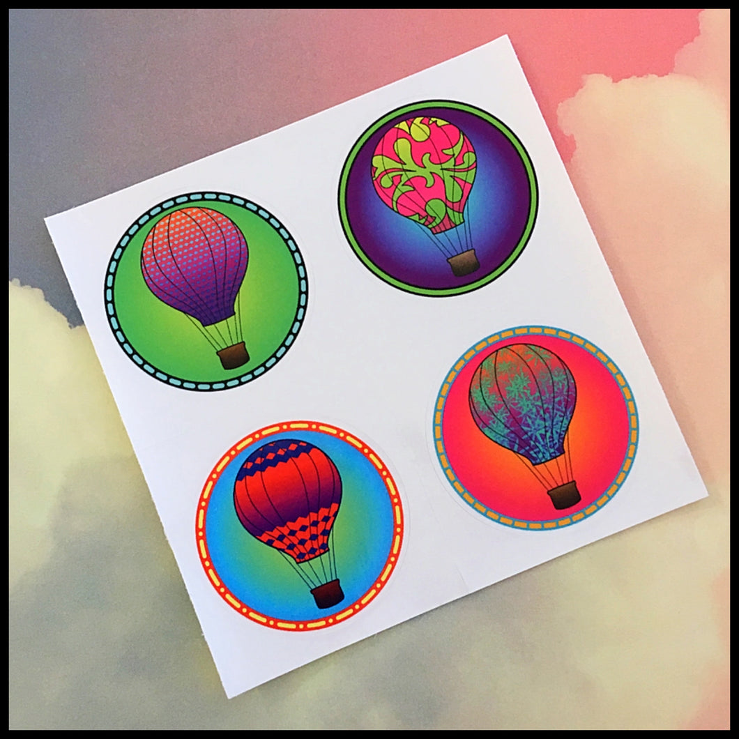 Hot Air Balloon Circle Stickers (1.5