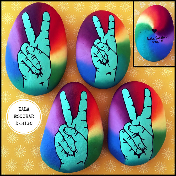 Tie Dye Peace Rocks