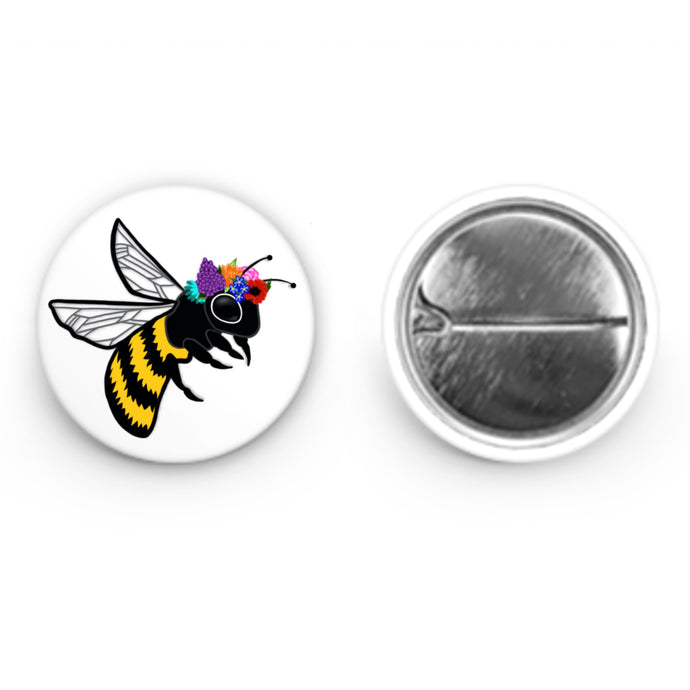 Bee with Flower Crown Button (1